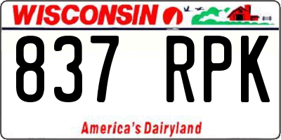 WI license plate 837RPK