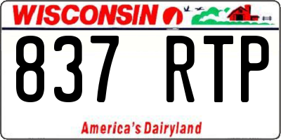 WI license plate 837RTP