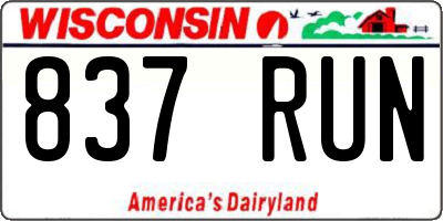 WI license plate 837RUN