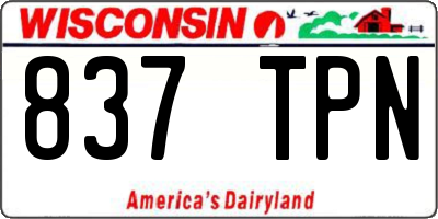 WI license plate 837TPN