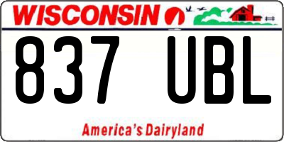WI license plate 837UBL