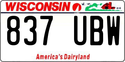 WI license plate 837UBW