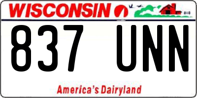 WI license plate 837UNN