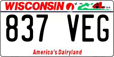 WI license plate 837VEG