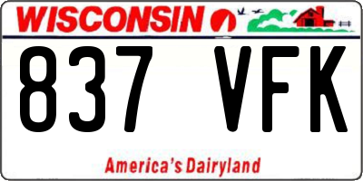 WI license plate 837VFK