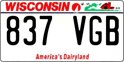 WI license plate 837VGB