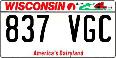 WI license plate 837VGC