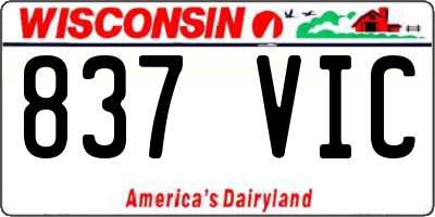 WI license plate 837VIC