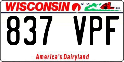 WI license plate 837VPF