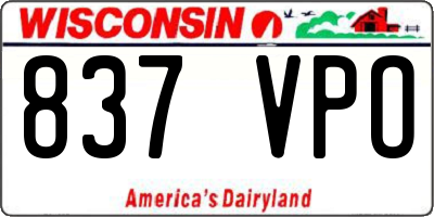 WI license plate 837VPO