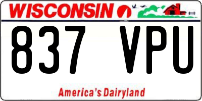 WI license plate 837VPU