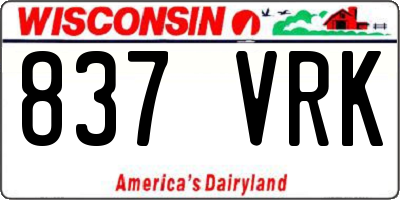 WI license plate 837VRK