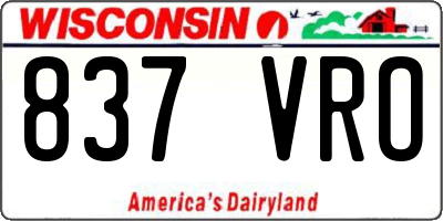 WI license plate 837VRO