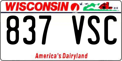 WI license plate 837VSC