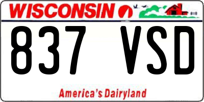 WI license plate 837VSD