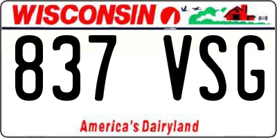 WI license plate 837VSG
