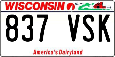 WI license plate 837VSK