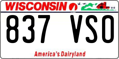 WI license plate 837VSO