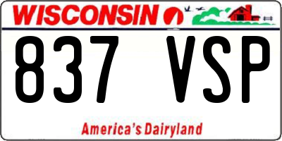 WI license plate 837VSP