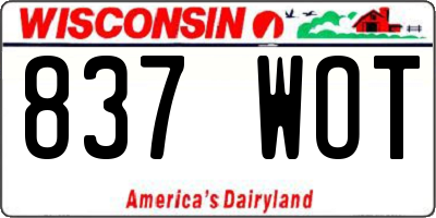 WI license plate 837WOT