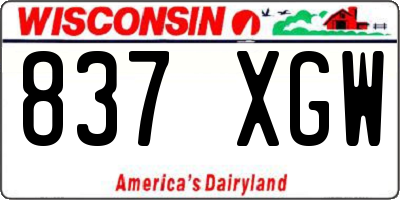 WI license plate 837XGW
