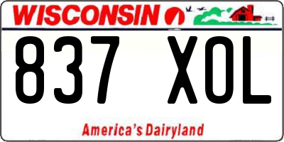 WI license plate 837XOL