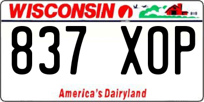 WI license plate 837XOP