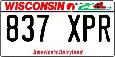 WI license plate 837XPR