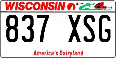 WI license plate 837XSG