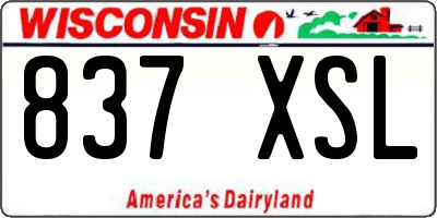 WI license plate 837XSL