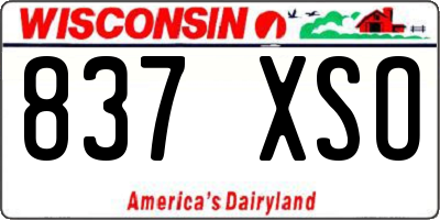 WI license plate 837XSO