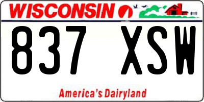 WI license plate 837XSW