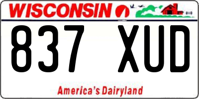 WI license plate 837XUD