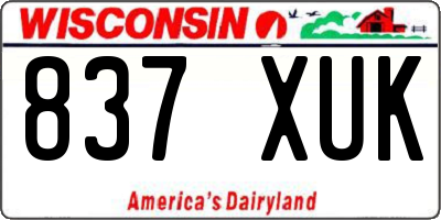 WI license plate 837XUK