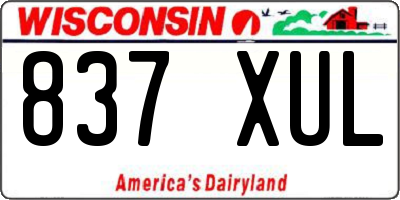 WI license plate 837XUL