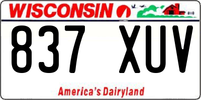 WI license plate 837XUV