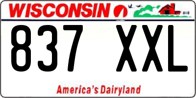 WI license plate 837XXL