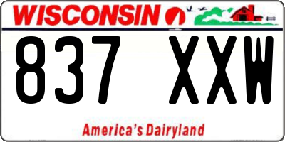 WI license plate 837XXW