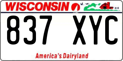 WI license plate 837XYC