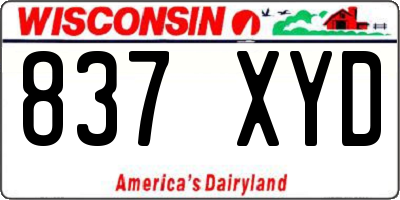 WI license plate 837XYD