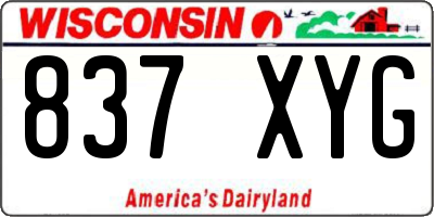 WI license plate 837XYG