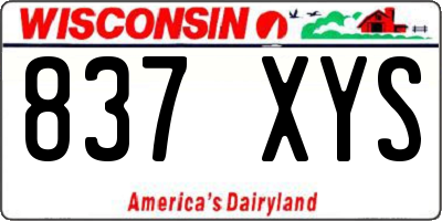 WI license plate 837XYS