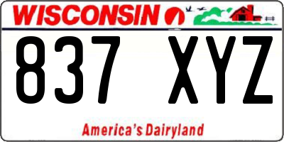 WI license plate 837XYZ