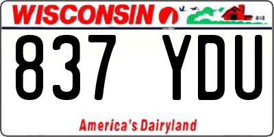 WI license plate 837YDU