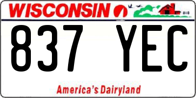 WI license plate 837YEC