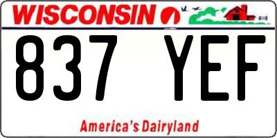 WI license plate 837YEF