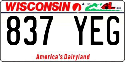 WI license plate 837YEG