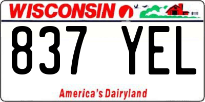 WI license plate 837YEL