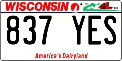 WI license plate 837YES