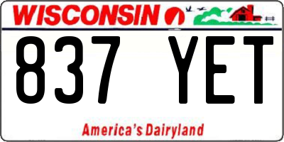 WI license plate 837YET
